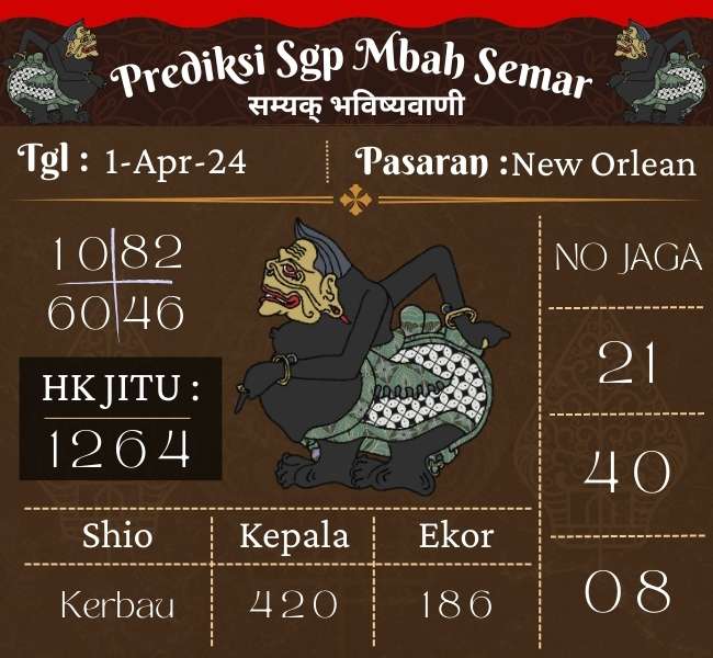 Prediksi Togel SGP Hari Ini 01 April 2024
