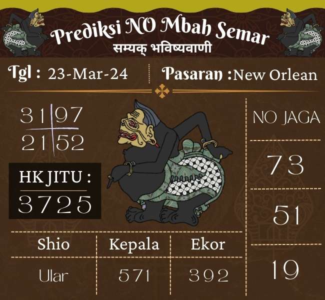 Prediksi NEWORLEAN Mbah Semar Hari Ini 23 Maret 2024