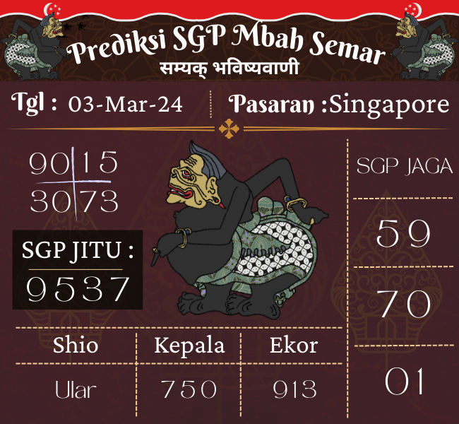 Prediksi SGP Mbah Semar Hari Ini 03 Maret 2024