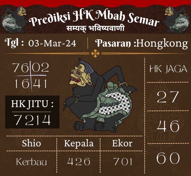 Prediksi HK Mbah Semar Hari Ini 03 Maret 2024