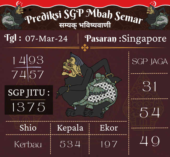 Prediksi SGP Mbah Semar Hari Ini 07 Maret 2024