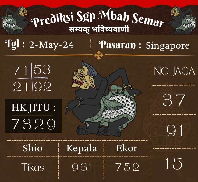 Prediksi SGP Mbah Semar Hari Ini 02 Mei 2024