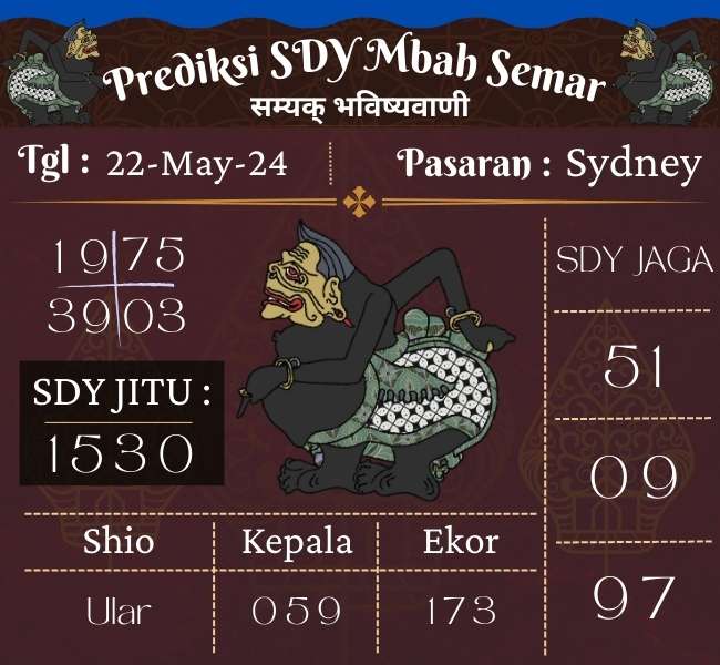 Prediksi SDY Mbah Semar Hari Ini 22 Mei 2024