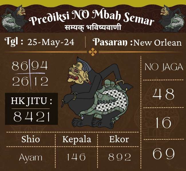 Prediksi NEWORLEAN Mbah Semar Hari Ini 25 Mei 2024 