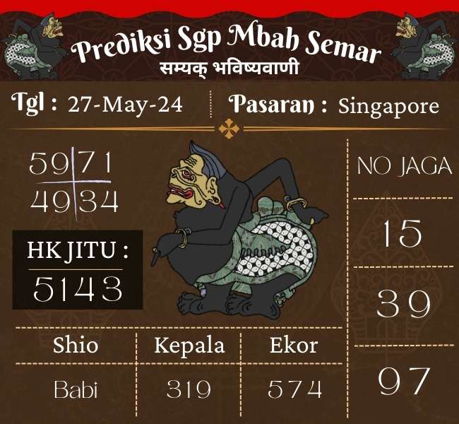 Prediksi SGP Mbah Semar Hari Ini 27 Mei 2024 