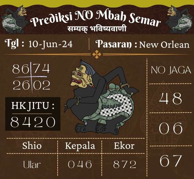 Prediksi NEWORLEAN Mbah Semar Hari Ini 10 Juni 2024