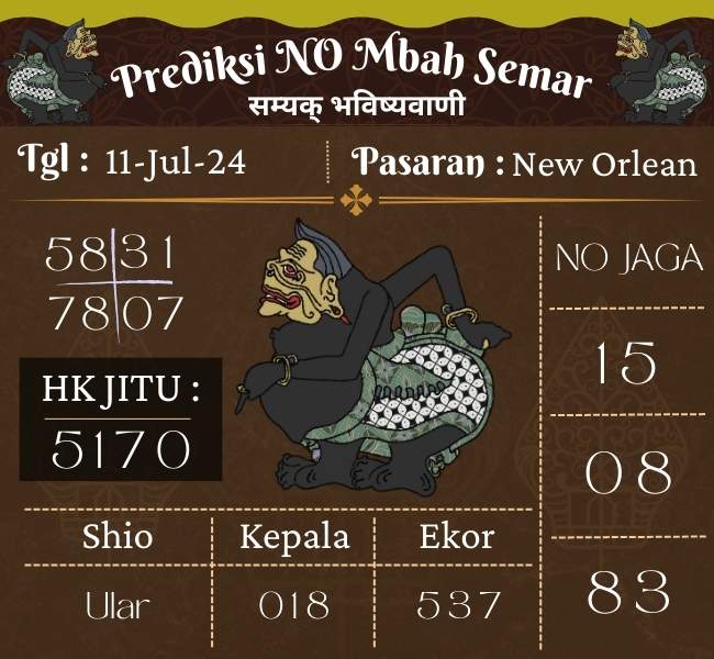 Prediksi NEWORLEAN Mbah Semar Hari Ini 11 Juli 2024
