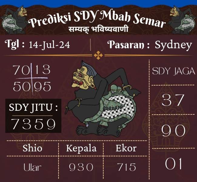 Prediksi SDY Mbah Semar Hari Ini 14 Juli 2024
