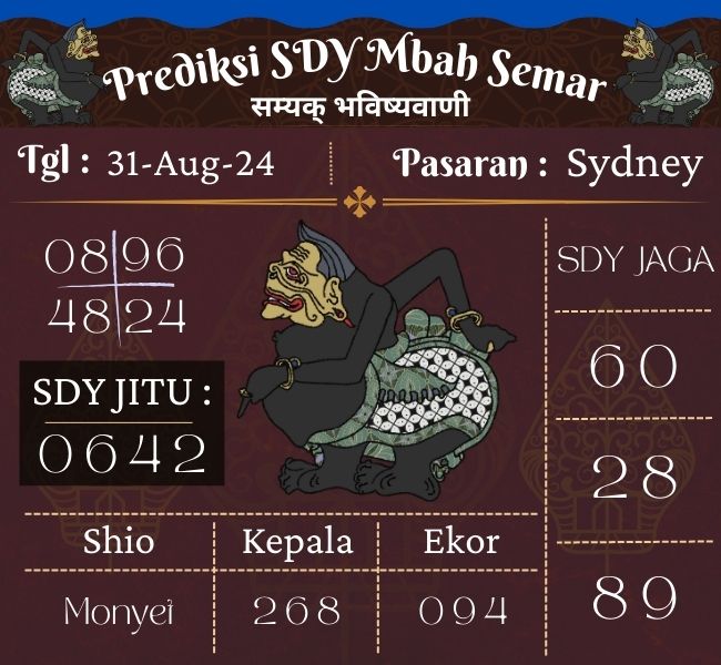 Prediksi Togel SDY Mbah Semar  Hari Ini 31 Agustus 2024